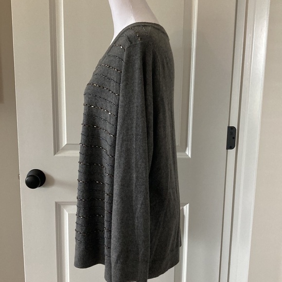 Talbots 2X petite open cardigan gray crewneck - Picture 8 of 14